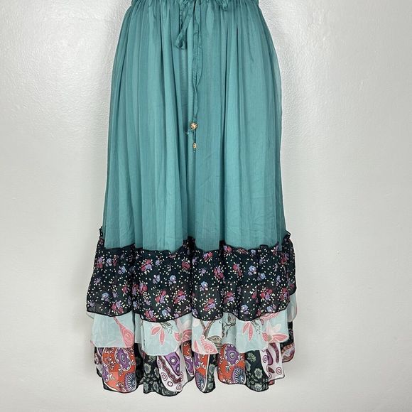 NWT Latiste By Amy Free Spirit Flowy Deep Sage Tiered Midi Dress Size S - Picture 7 of 14